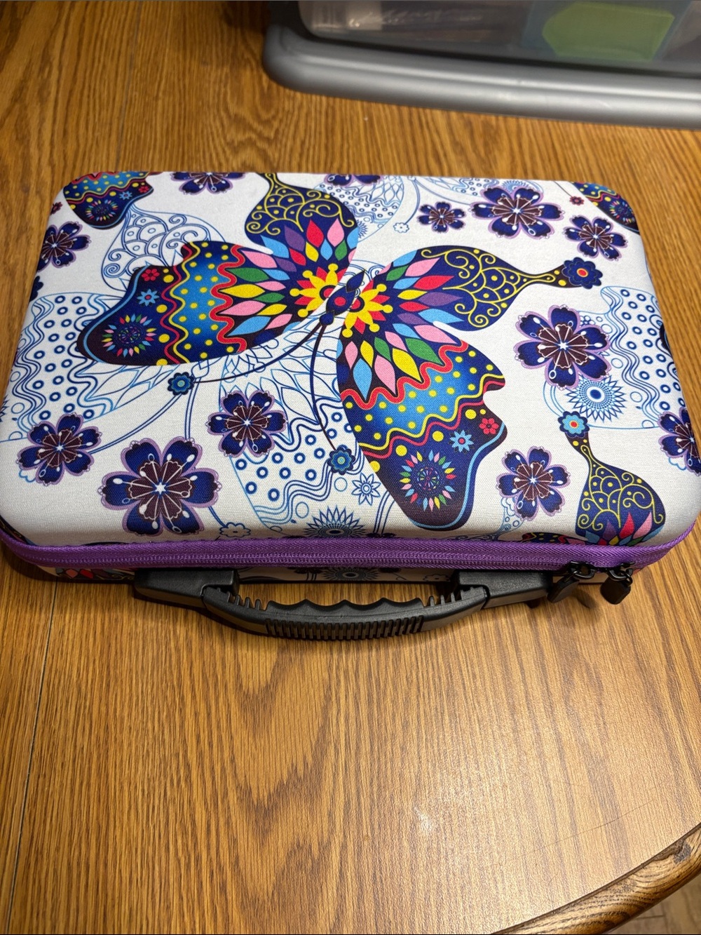 Diamond dots Butterfly Floral Travel Case